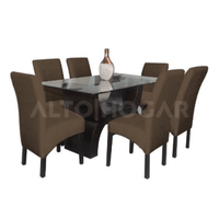 Juego de Comedor Alto Hogar 6 Sillas Norly Marrón