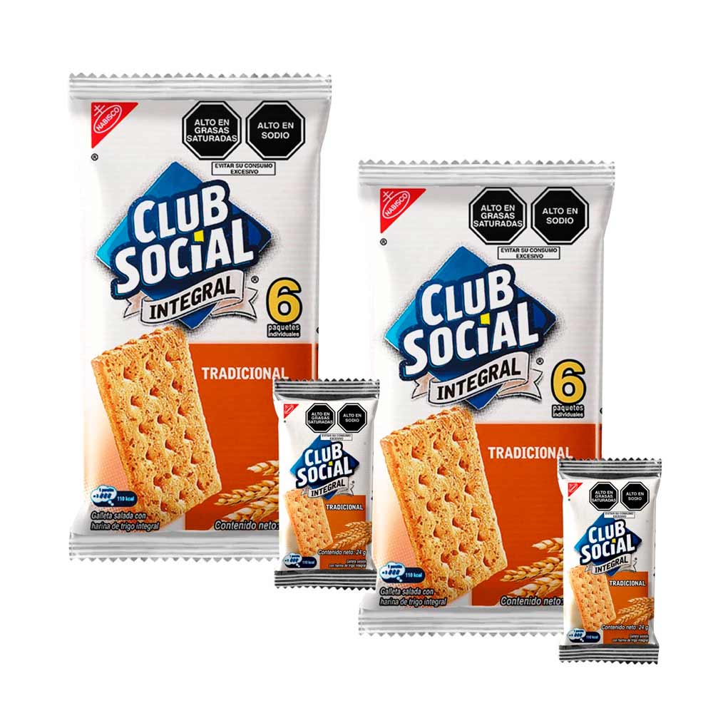 Pack Galleta CLUB SOCIAL Integral Tradicional Paquete 6un x 2un