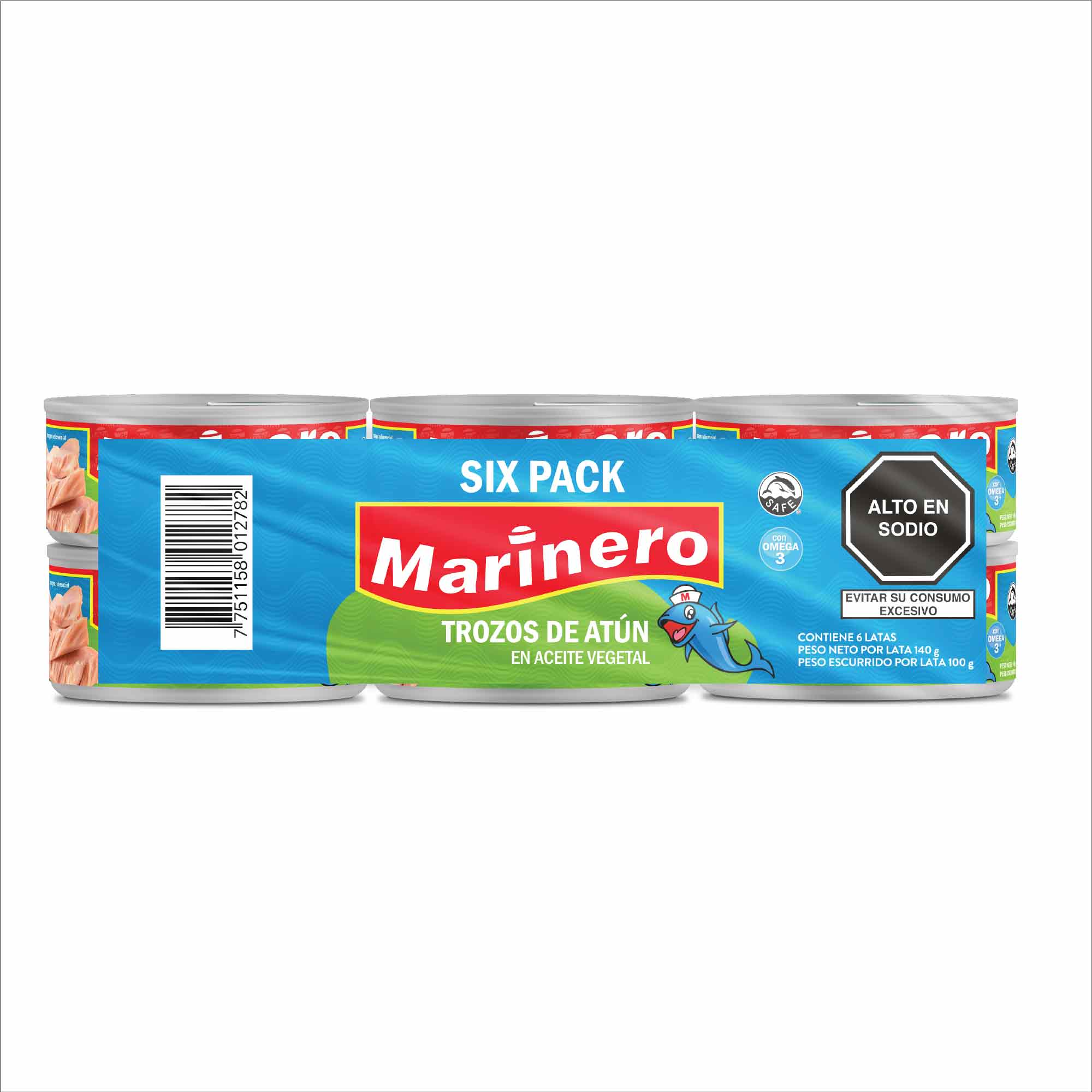 Trozos de Atún MARINERO en Aceite Vegetal Lata 140g Paquete 6un