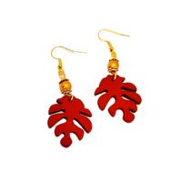 Aretes Hojas de Madera 2 Marialu Creaciones