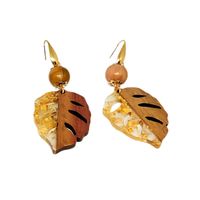 Aretes Hojas 2 Madera y Acrílicos Marialu Creaciones