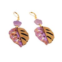 Aretes Hojas 4 Madera y Acrílicos Marialu Creaciones