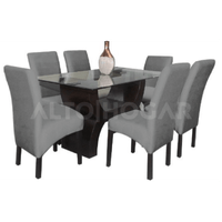 Juego de Comedor Alto Hogar 6 Sillas Norly Gris Oscuro