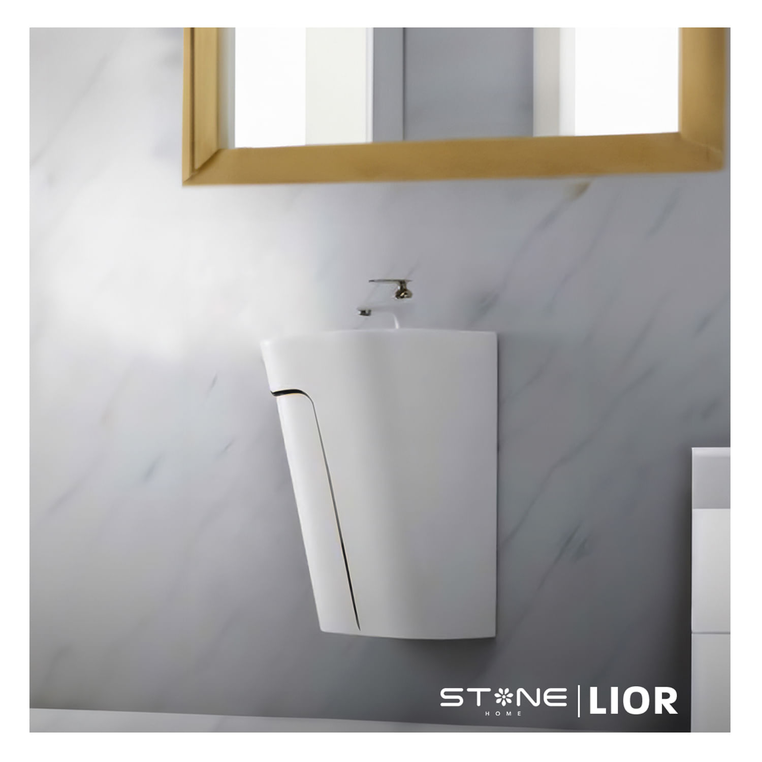 Lavatorio Semi-Standing LIOR Blanco C/Negro Stone