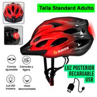 Casco para Bicicleta con Luz Recargable USB Ciclismo Color Rojo