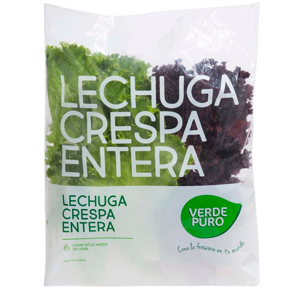 Lechuga Crespa Entera VERDE PURO Bolsa 200g aprox.
