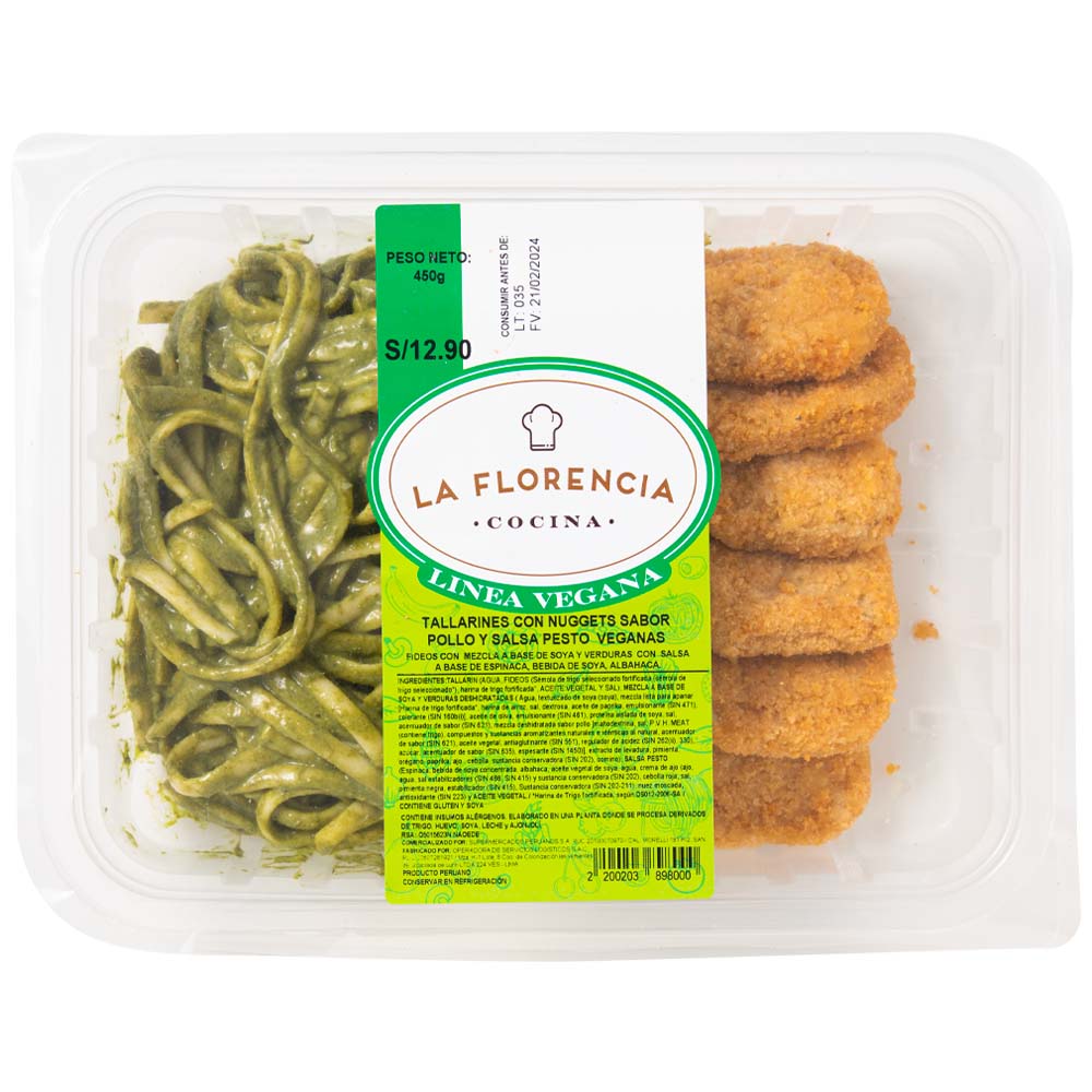 Lunch Vegano Tallarines al Pesto y Nuggets LA FLORENCIA 1un
