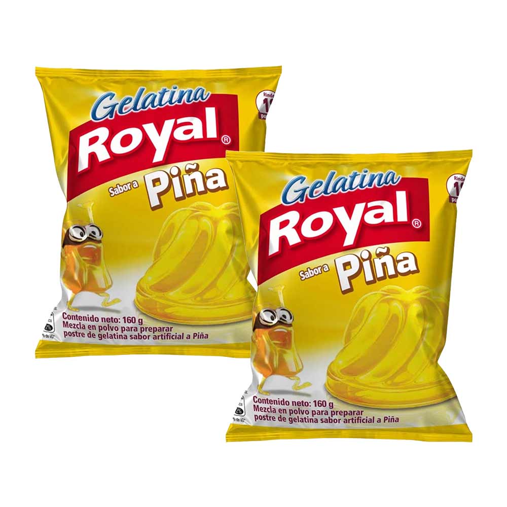 Pack Gelatina ROYAL Sabor a Piña Bolsa 160g x 2un