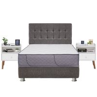 Dormitorio FORLI Capella Queen + Velador Fer Blanco