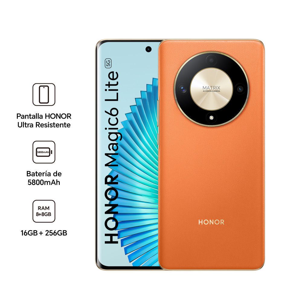 Celular Honor Magic 6 Lite 5G 6.78"" 8GB RAM 256GB Sunrise Orange