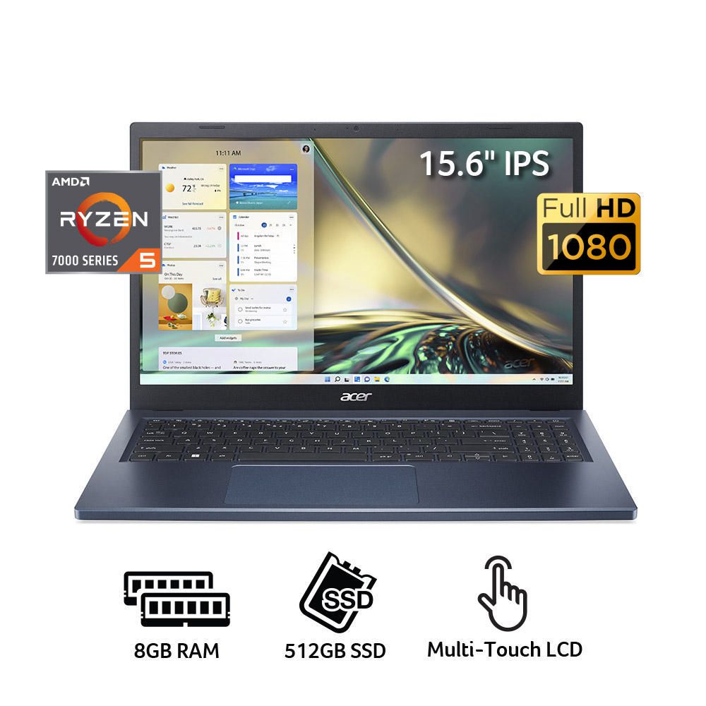 Laptop Acer A315-24PT Ryzen 5-7520U  16GB RAM 512GB SSD 15,6""