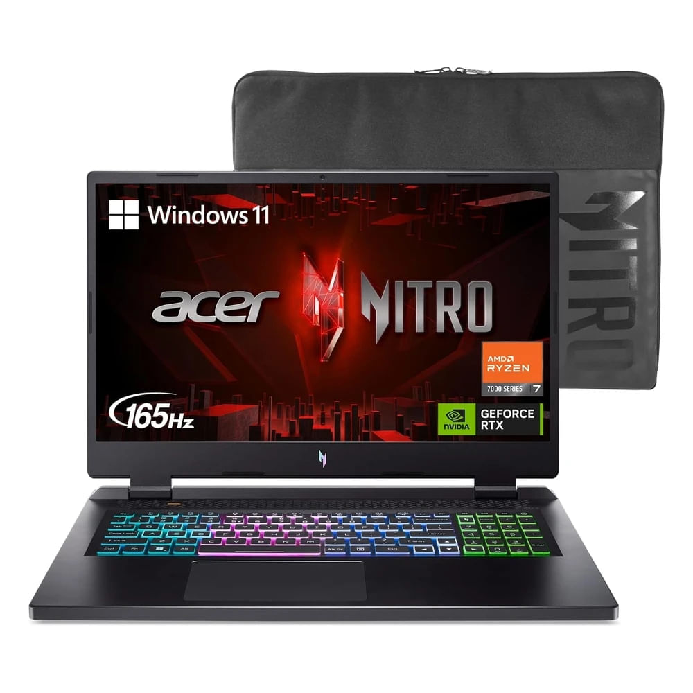 Laptop Acer Nitro 17 Amd Ryzen 7 7840hs Nvidia Rtx 4060 IPS QHD 165Hz 17.3"" Ssd 1tb 41 R7g3 Negro