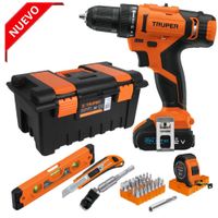 Combo taladro inalámbrico 12V caja y juego de herramientasTruper