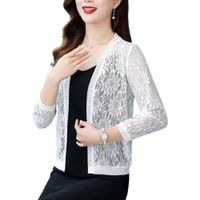 Zala Blanco - Cardigan con Encaje Floral corto - Talla M