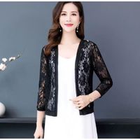 Zala Negro - Cardigan con Encaje Floral corto - Talla M