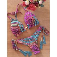 Barly - Bikini sexy para mujer Push-up - Fucsia - Talla M