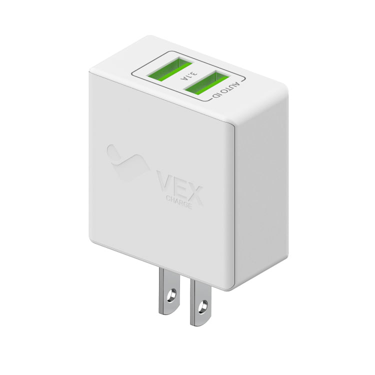 Cargador VEX 3.1 con 2 Puertos USB Entrada Micro Blanco