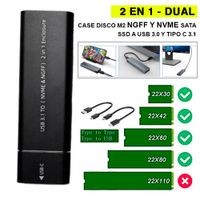 Case Disco M2 Ngff Nvme Sata Ssd DUAL A Usb 3.0 Y Tipo C 3.1