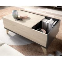 Mesa de Centro Elevable Nole color Macadamia/Negro TU MESITA