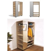 Ropero Vestidor Marión color Marrón con Ruedas TU MESITA con Espejo