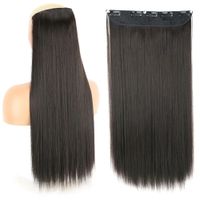 Extensiones Cabello Largo 55cm Castaño Oscuro Postizos Clips Pelo Lacio Genieka