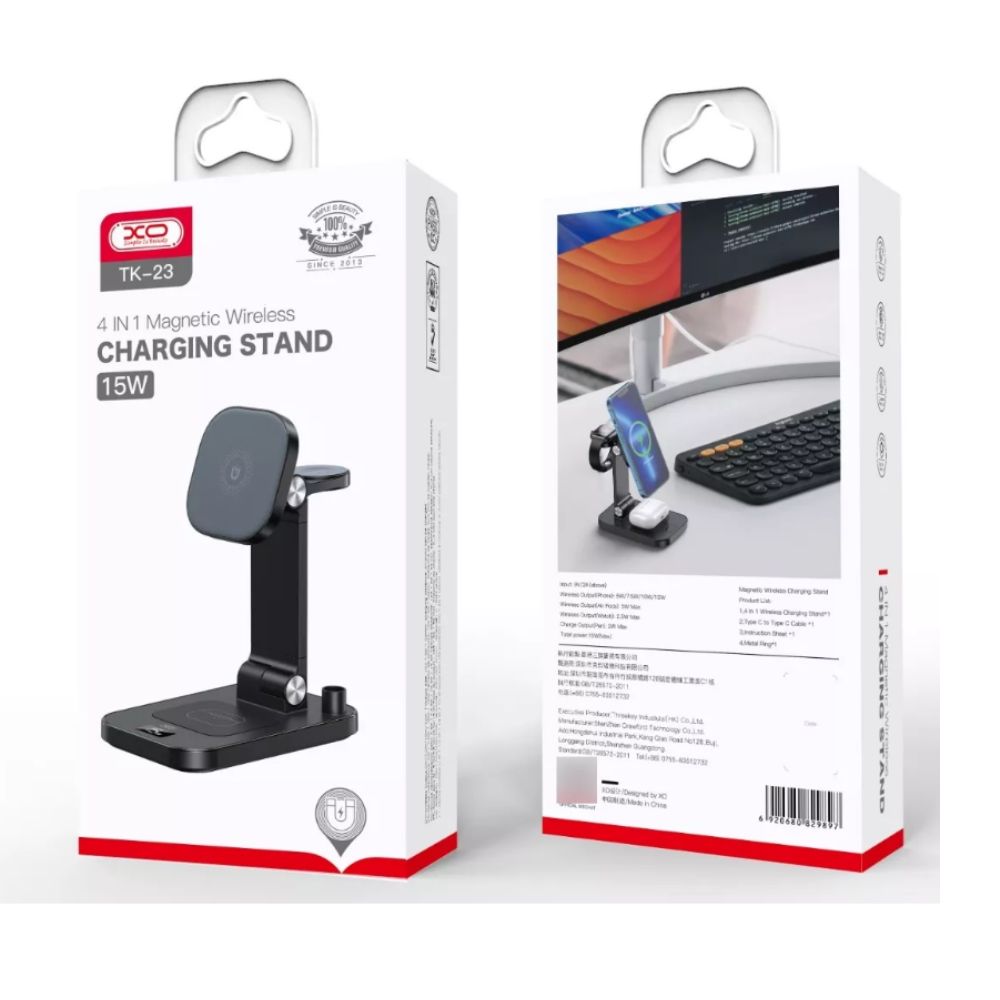 Soporte magnético para carga inalámbrica 4 en 1 - 15W - XO-TK23