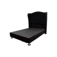 Cama Tapizada Paris- 2 Plazas Color Negro