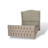 Cama Tapizada Paris + Piecera 2 Plazas Color Beige