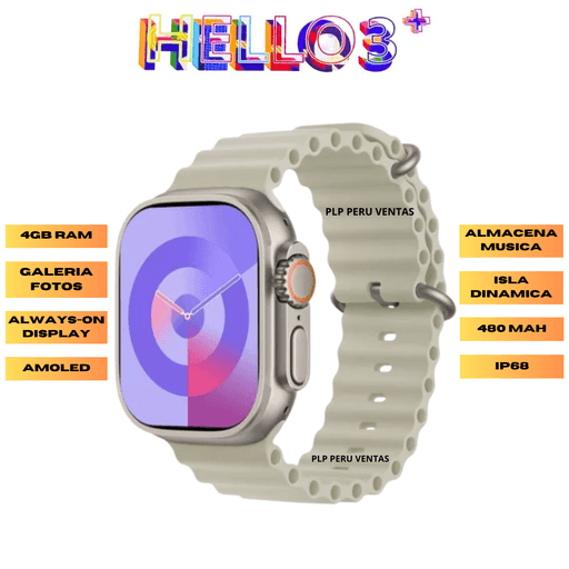 Smartwatch Hello Watch 3 Plus Ultra 4GB Amoled 480mAh Beige | plazaVea -  Supermercado