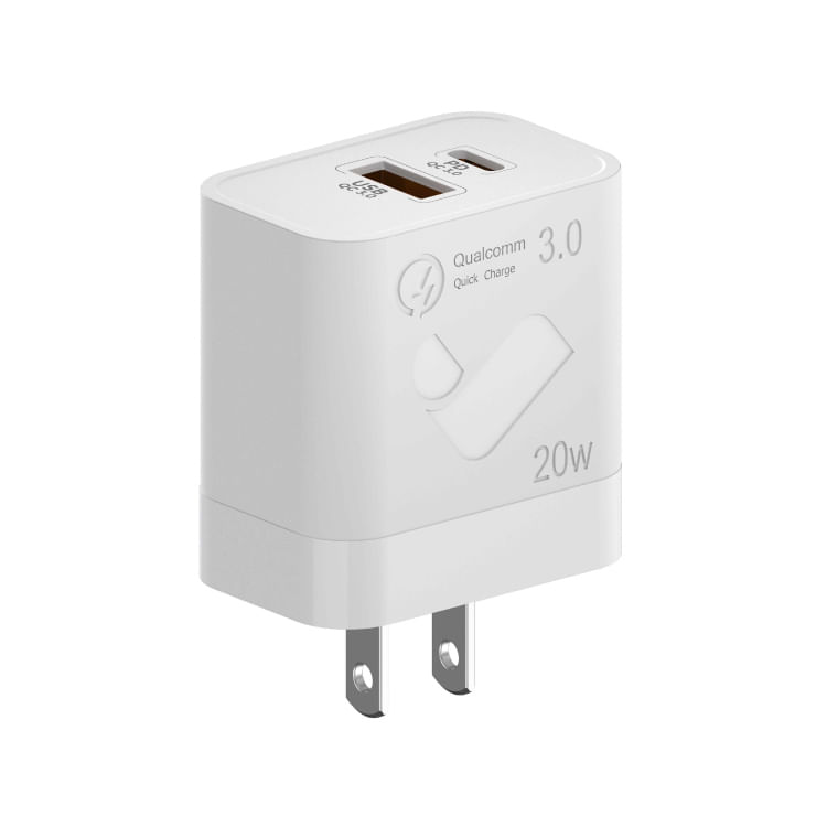 Cargador VEX 20W con 1 Puerto USB y 1 Pueto PD Entrada Tipo C Blanco