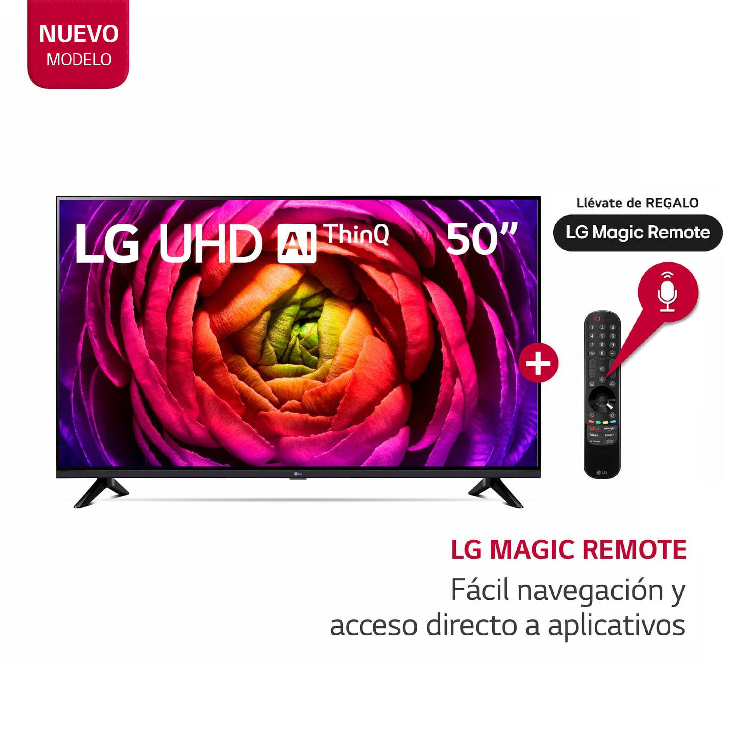 Televisor LG 50"" LED Smart TV UHD 4K con ThinQ AI 50UR7300PSA + Magic Remote
