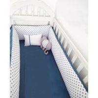 Protector Lateral Parachoques de Cuna BABYTU Diseño Bolitas y Azul Acero