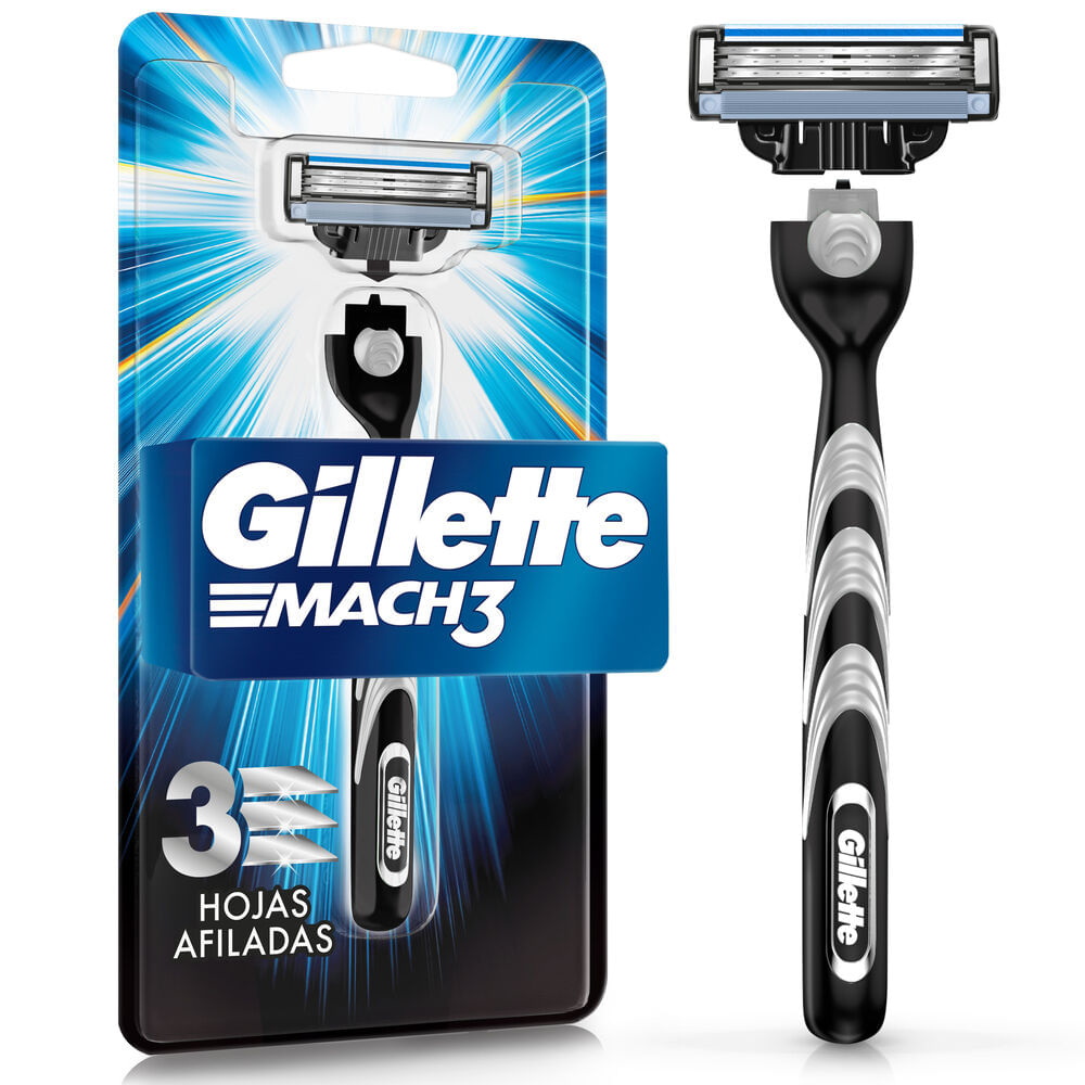 Máquina de Afeitar GILLETTE Mach3 con 3 Hojas para Afeitar la Barba Caja 1un