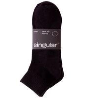 Medias Algodón Hombre SINGULAR Deportivas Caña Media Negro Pack 3un