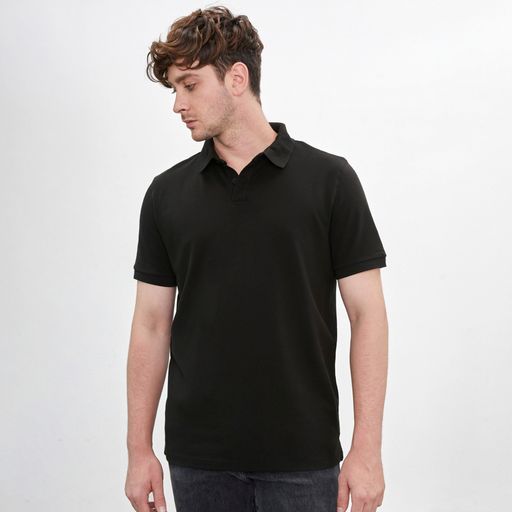 Polo Camisero Pique Negro para Hombre Drop the Label Manga Corta Algodon Pima plazaVea plazaVea