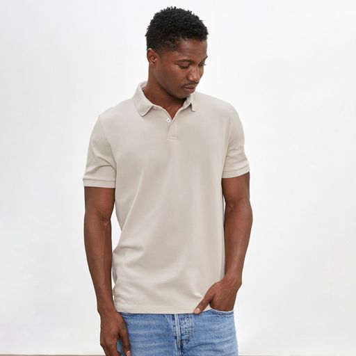 Polo Camisero Pique Beige para Hombre Drop the Label Manga Corta Algodon Pima plazaVea plazaVea