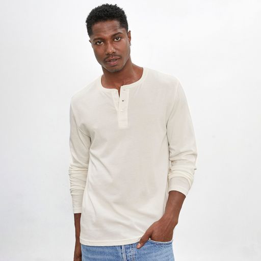 Polo Blanco Tiza Henley Manga Larga para Hombre Drop the Label Algodon Pima plazaVea plazaVea