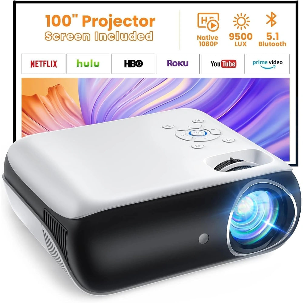 Happrun Pro Ector Bluetooth Native 1080p Pantalla de 100 Pulgadas 9500l