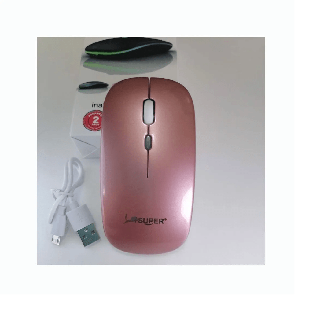 Mouse Inalámbrico Recargable USB Rosa Acero
