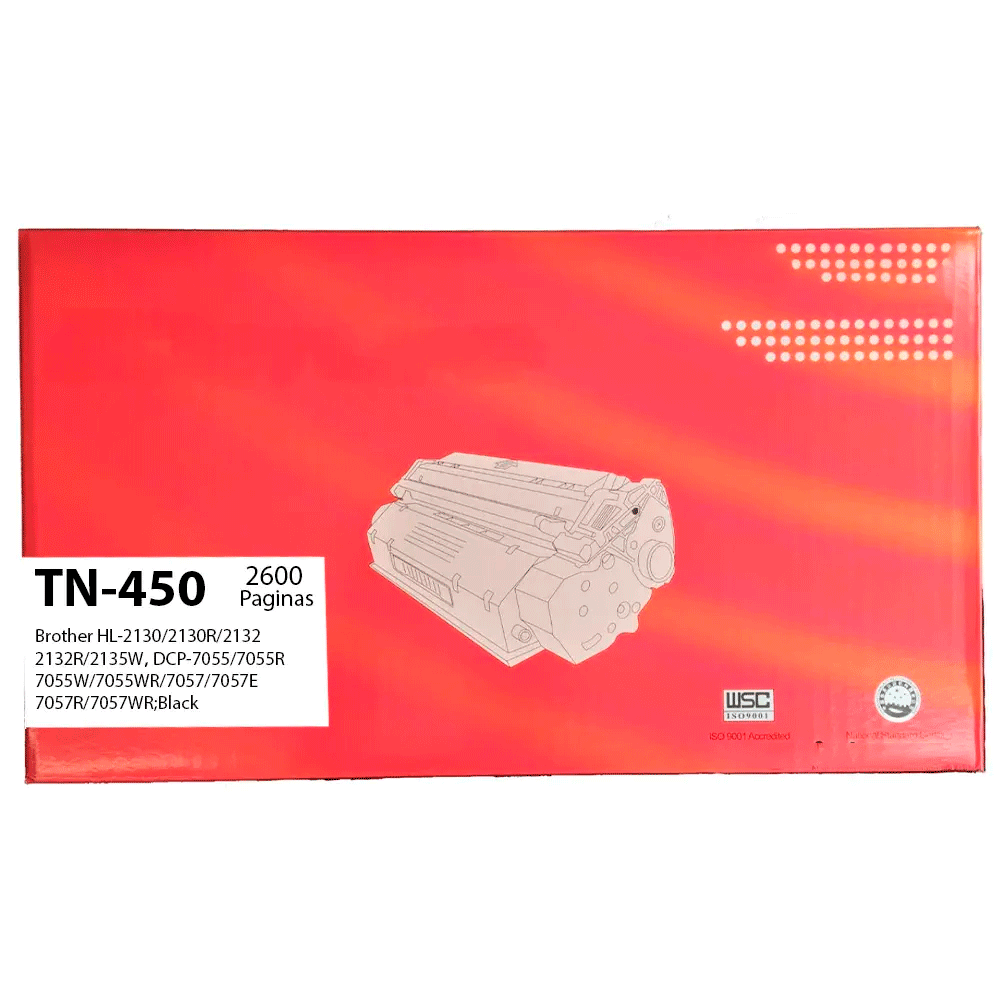 Toner Genérico TN 450 Negro Compatible con Brother Para HL 2240/2270