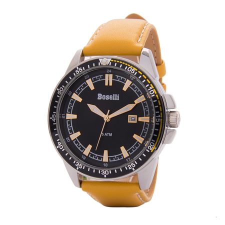 Reloj Boselli B403 Acuático Análogo Color Amarillo con Negro 1010519