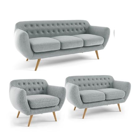 Juego de Sala Vintage 3 2 1 Antuane Gris