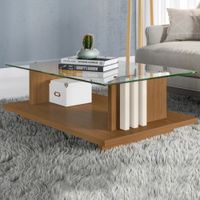 Mesa de centro Moderna Frizz con vidrio color Marrón/Blanco TU MESITA