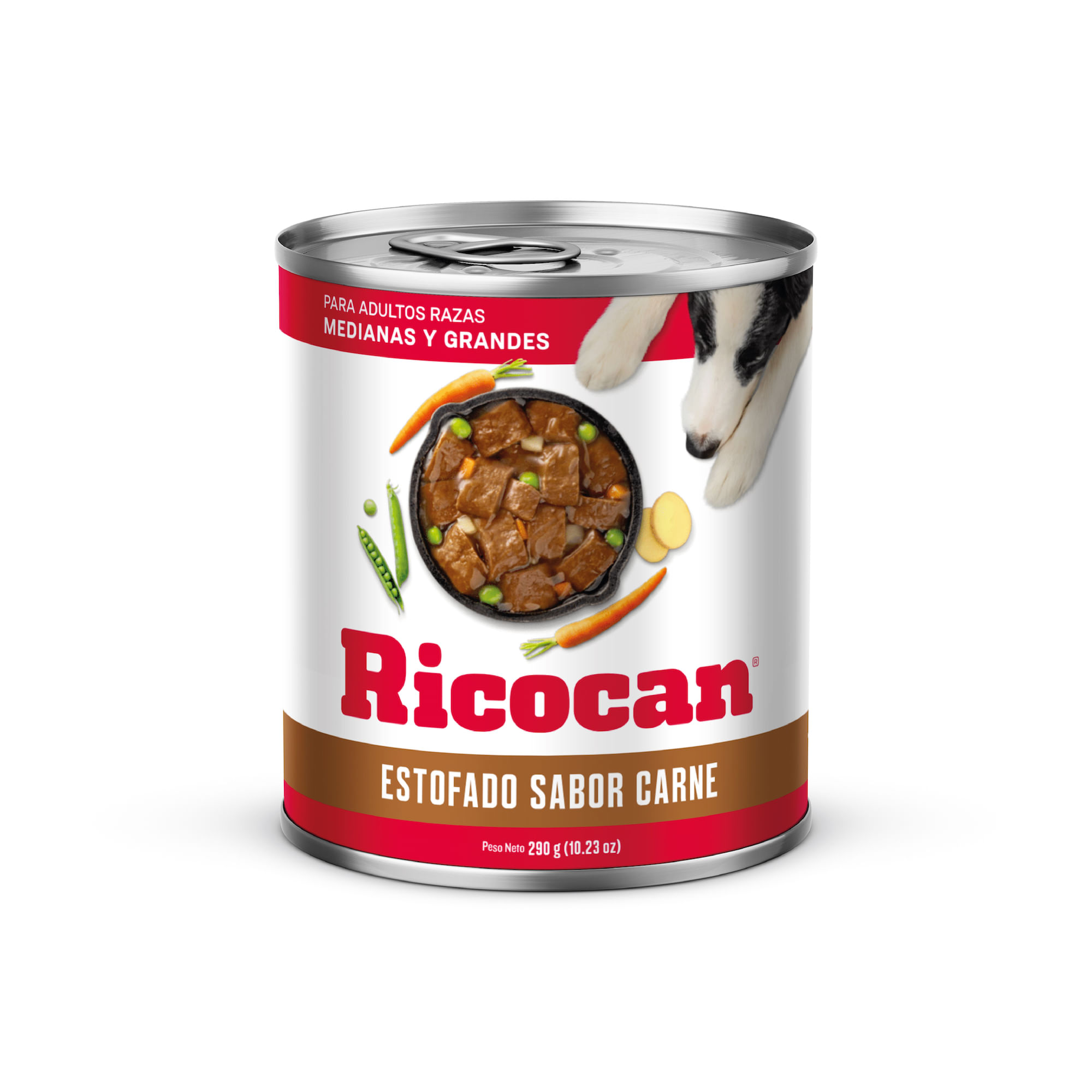 Alimento Húmedo para Perro RICOCAN Adulto Medianos y Grandes Sabor Estofado de Carne Lata 290g