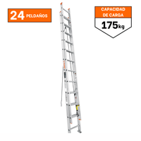 Escalera telescopica 24 Peldaños Soporta 175Kg Truper 16759