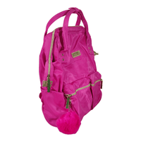 Bolso Magenta escolar juvenil con pompom Yolo