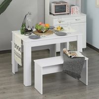 Juego de Comedor con 2 Bancos Moderno Seville Blanco R&R MUEBLES
