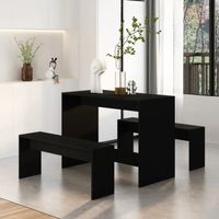 Juego de Comedor con 2 Bancos Moderno Tati Negro R&R MUEBLES