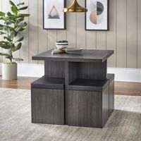 Juego de Comedor con 4 Bancos Moderno Kamille Gris Oscuro R&R MUEBLES