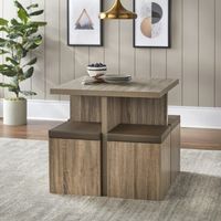 Juego de Comedor con 4 Bancos Moderno Kamille Marrón R&R MUEBLES